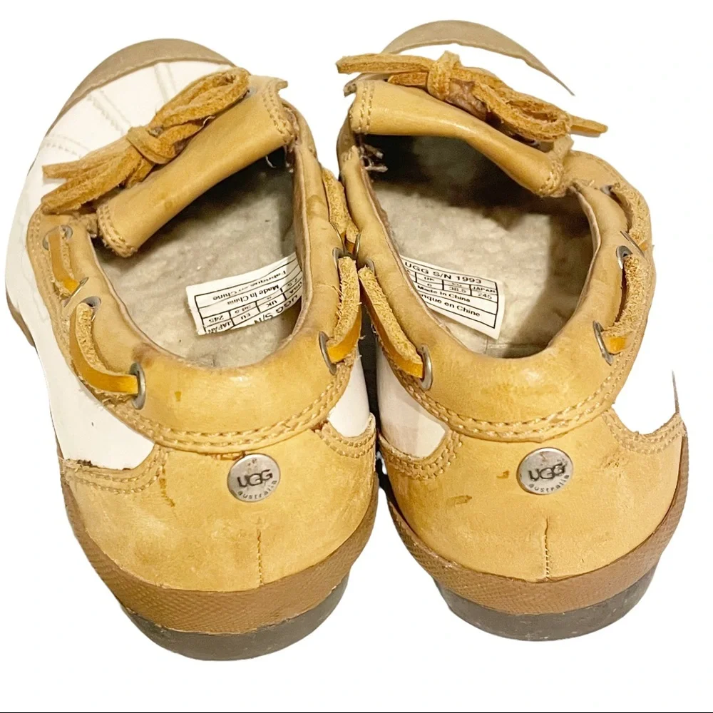 UGG Size 7.5 Ashdale Tan/white Leather Sheepskin DUCK/RAIN Boot #1993_5